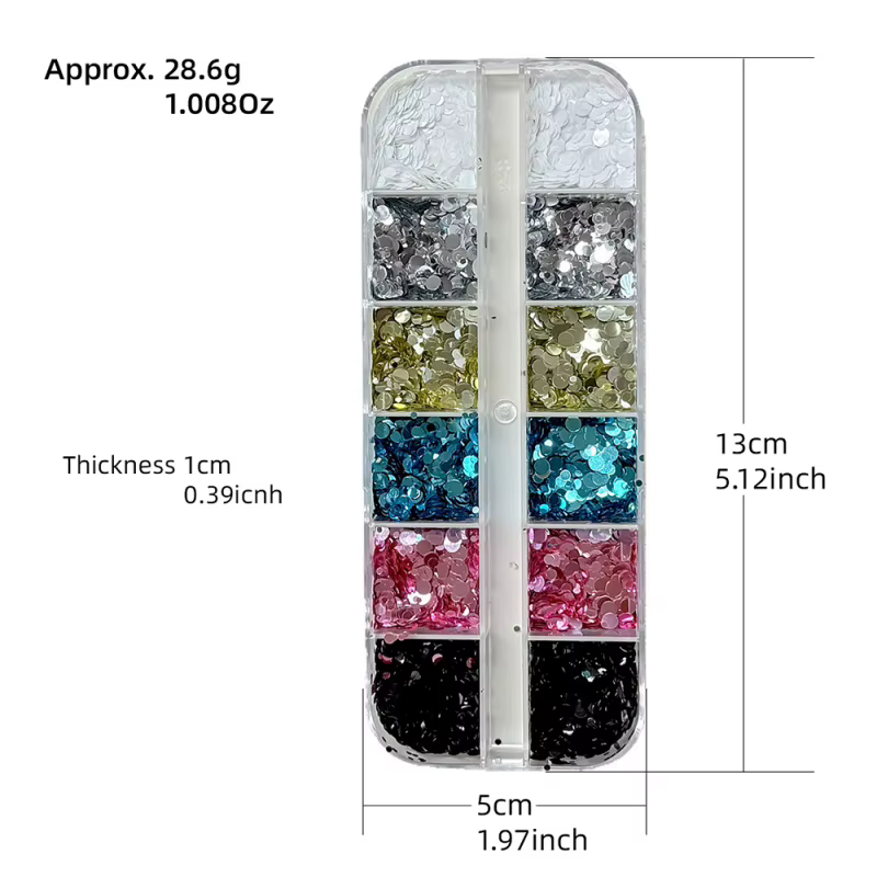 1 boîte de paillettes pour ongles en forme de fleurs 3D colorées