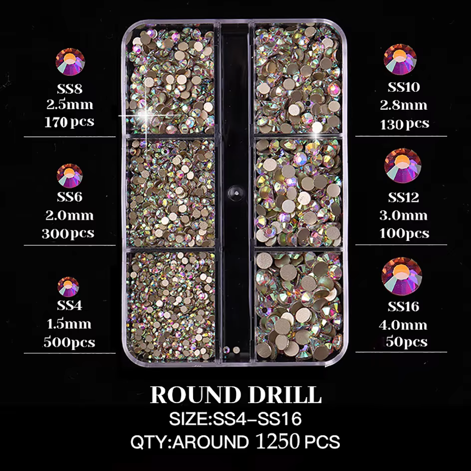 Breloques pour ongles en cristal coloré à dos plat