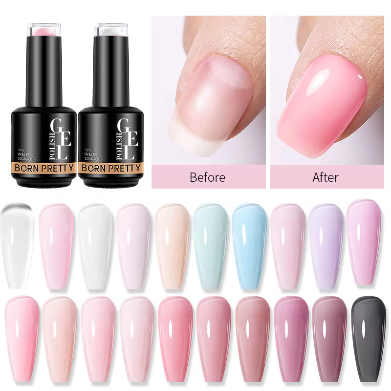 BORN PRETTY 15ml vernis à ongles Gel de Base en caoutchouc rose laiteux