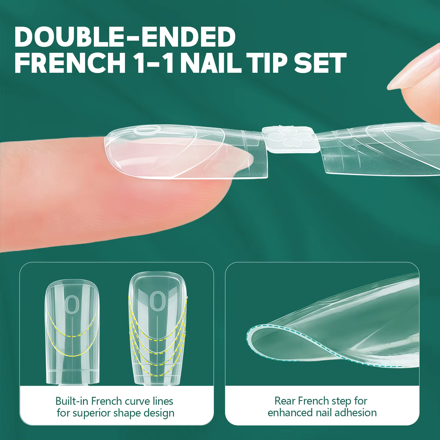 Nailpop Double Ended Nail Dual Forms 150pcs Reusable Square Coffin Extension Molds Gel Builder Tips Professional Salon