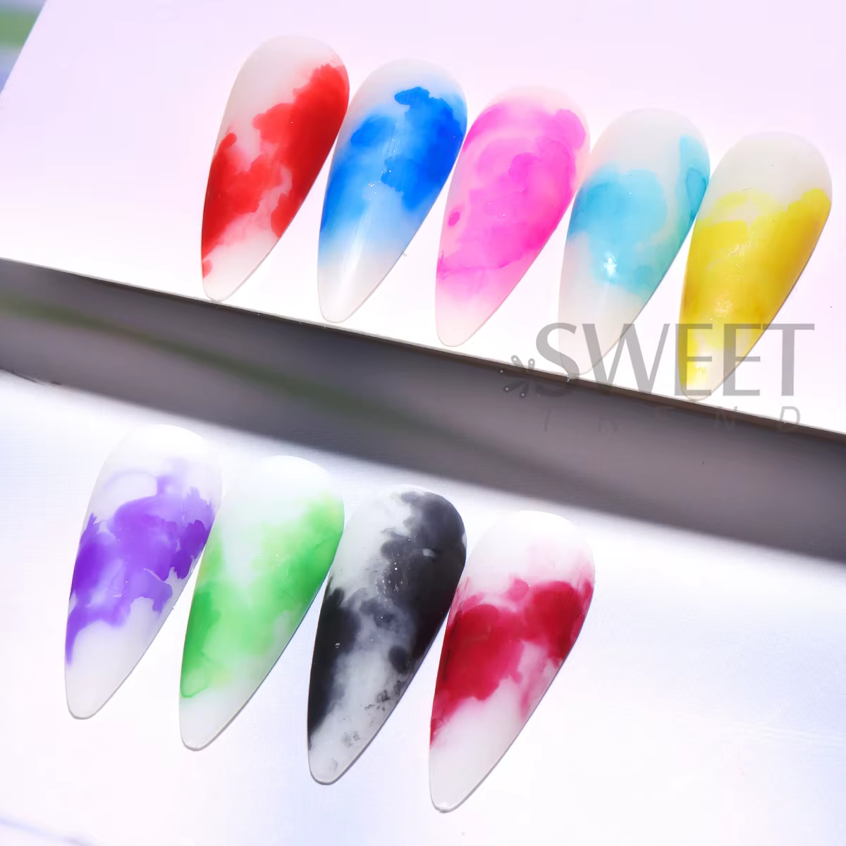 Lot de 10 vernis à ongles gel 10 ml effet marbré et aquarelle