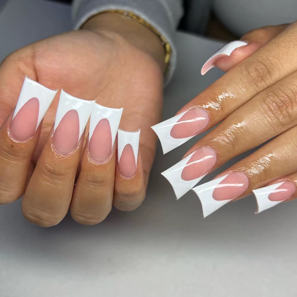 Faux ongles en résine blanche de style français