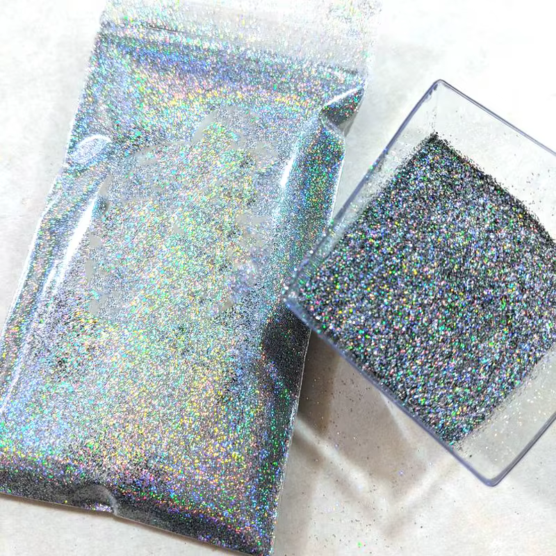 Poudre de paillettes holographiques arc-en-ciel pour les ongles