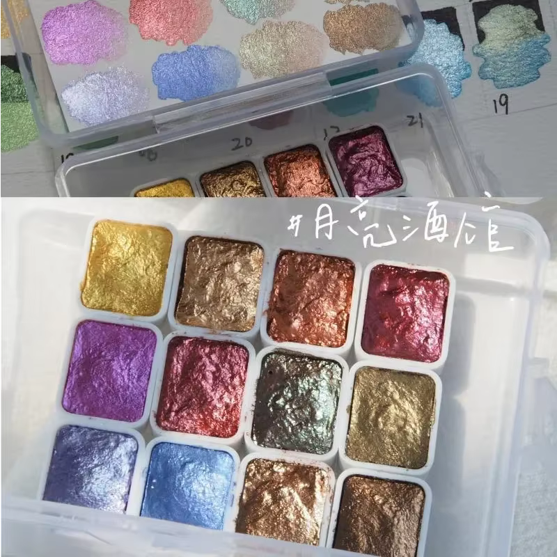 Ongles solide Pigment Nail Art décor aquarelle manucure peinture métallique dessiner Chrome paillettes poudre fleurs