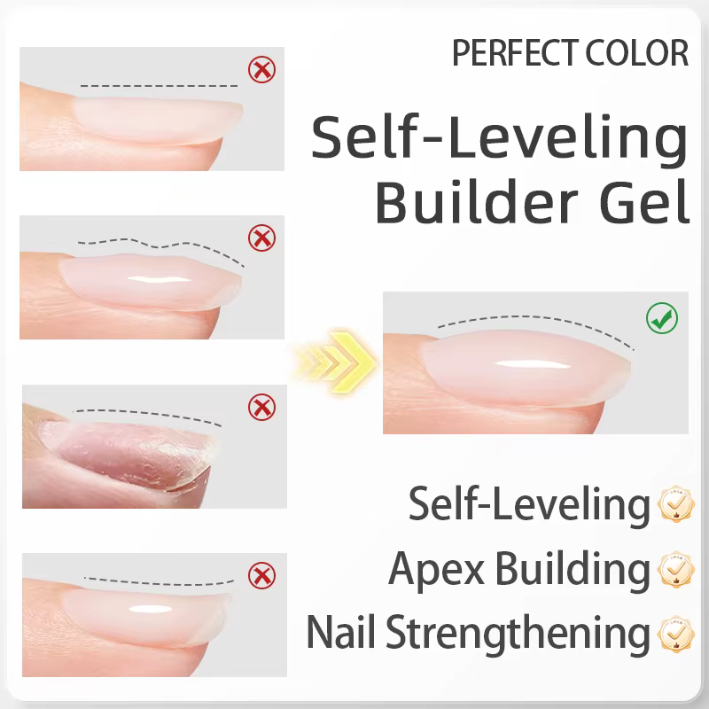 Gel constructeur transparent de couleur parfaite pour vernis à ongles 12 ml Gel fortifiant de formule auto-nivelante