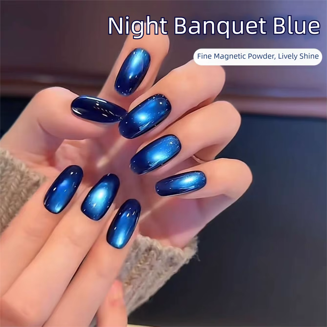 MN Midnight Banquet Gel Ongles Effet Œil de Chat Bleu