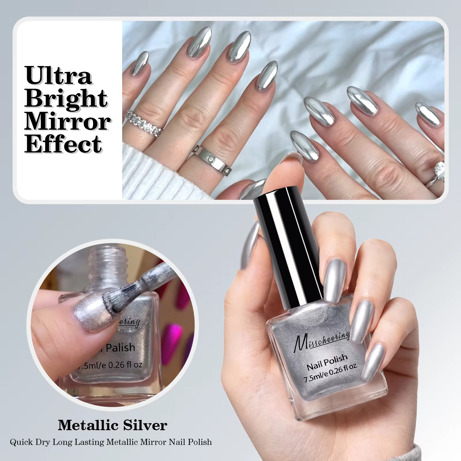 Vernis à ongles argenté métallique 7