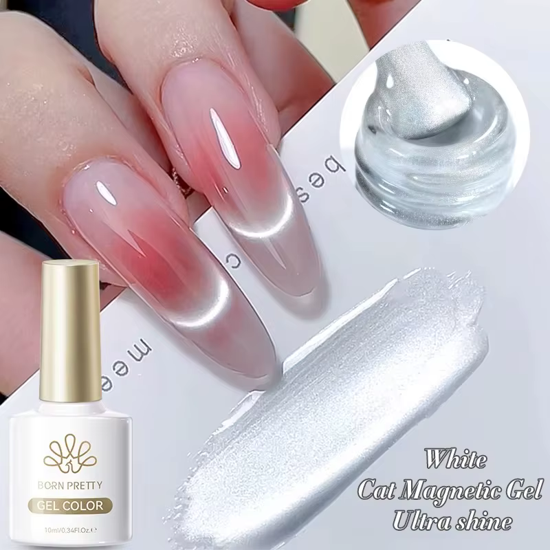 BORN PRETTY 10ml Gel Magnétique Effet Chat Blanc Fluide Ultra Brillant Soak Off UV Gel