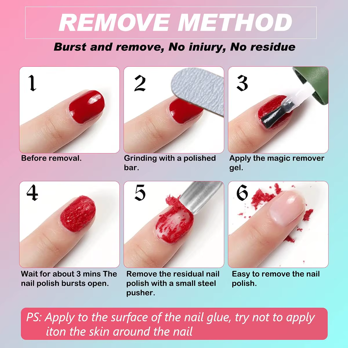 Dissolvant de vernis à ongles Gel magique rapide
