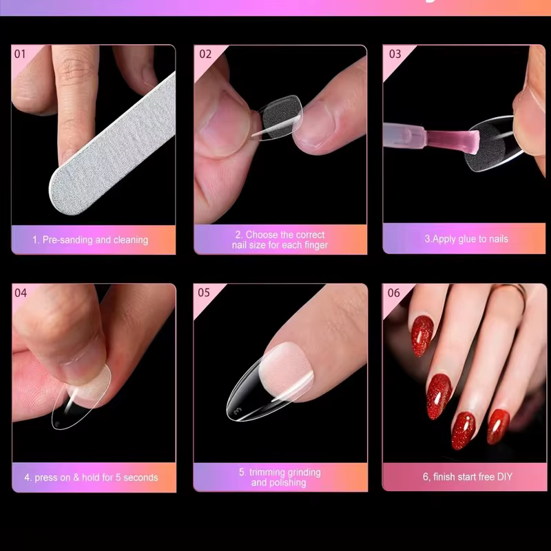 Ensemble de faux ongles ronds longs en forme d'amande de 120 pièces
