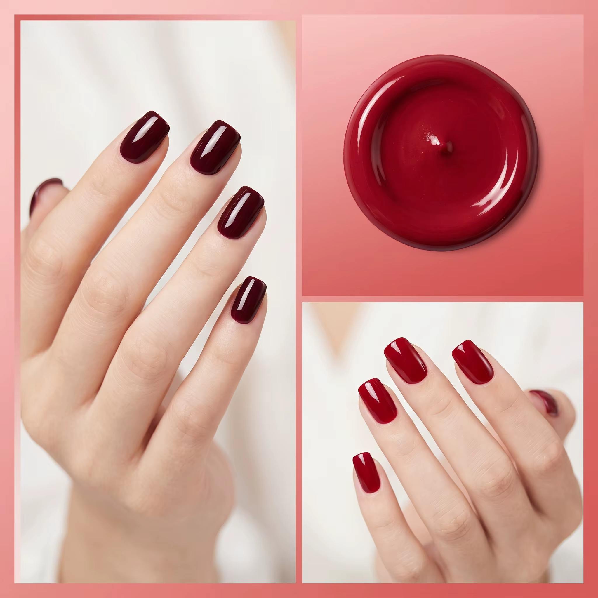 Un lot de 6 vernis à ongles gel brun-rougeâtre