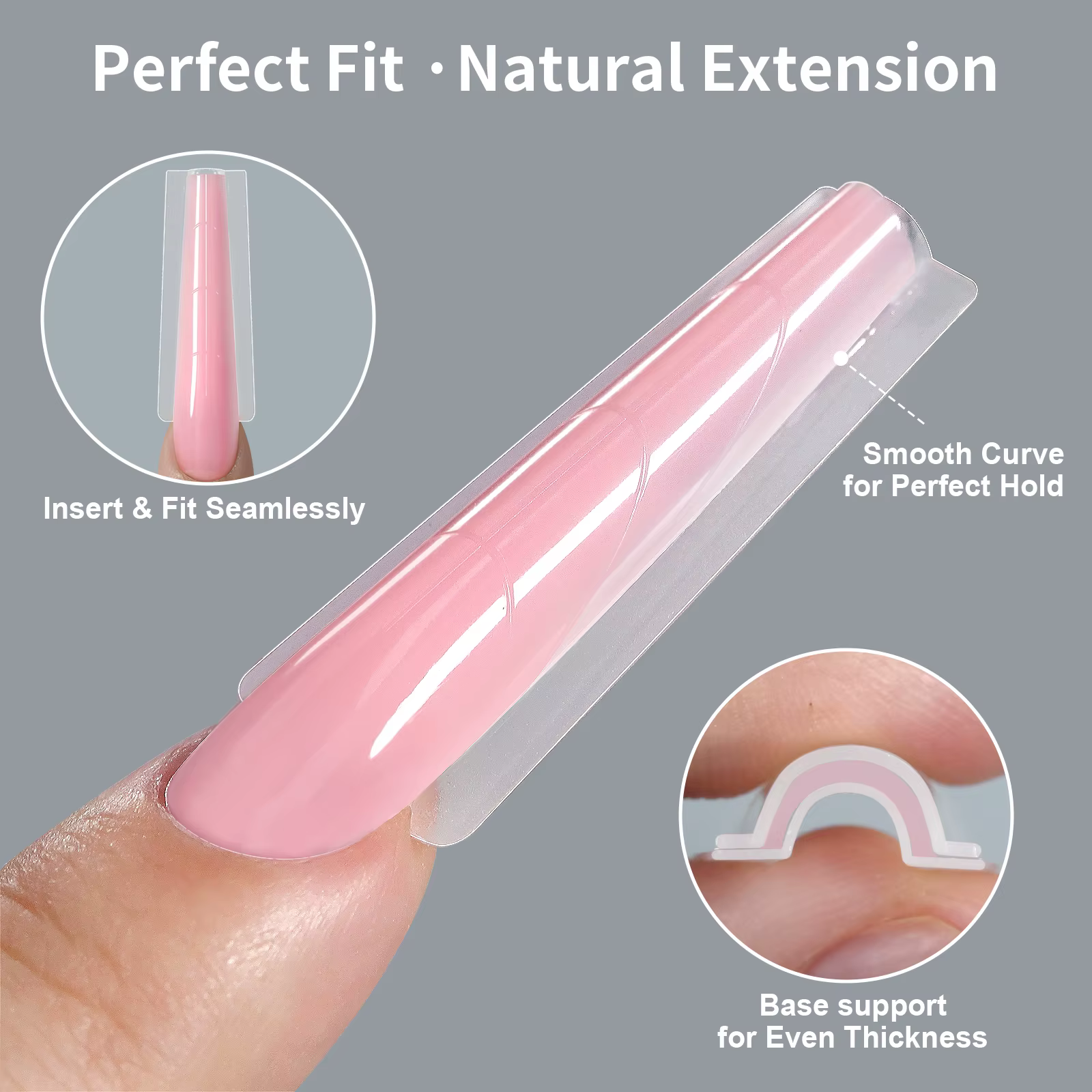 256 pièces/boîte – Formes à ongles sandwich double pour extension rapide – Système de construction en gel – Capsules d'extension d'ongles à couverture complète