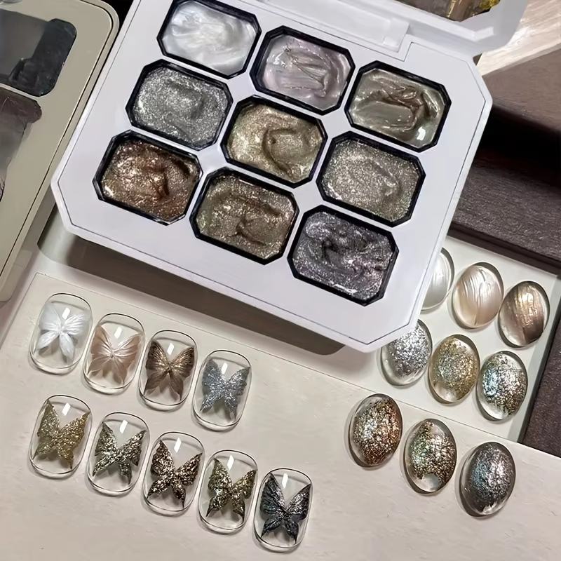 Maillard Ensemble de poudre de gel/gel pour vernis à ongles solide de 9 tailles – Gel