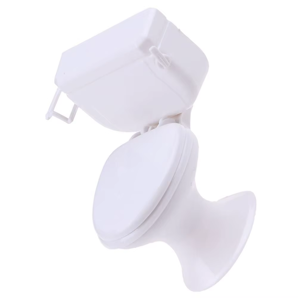 Maison de Jeu Vintage avec Toilette Miniature, Accessoire de Couleur Blanche, Meuble de Course