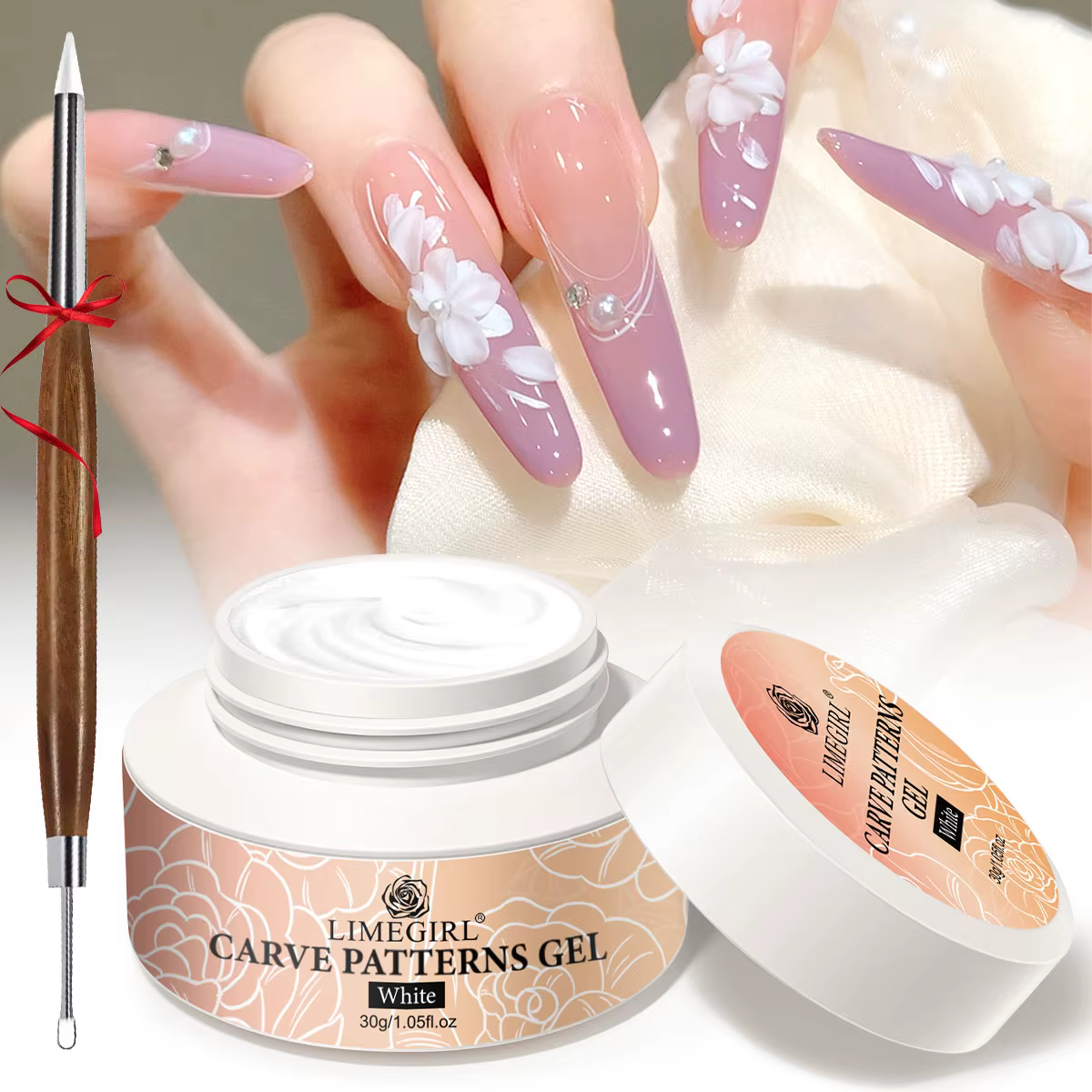 LIMEGIRL 30g Gel Solide Antiadhésif à Motifs Sculptés à la Main avec Stylo de Sculpture pour Modélisation 3D