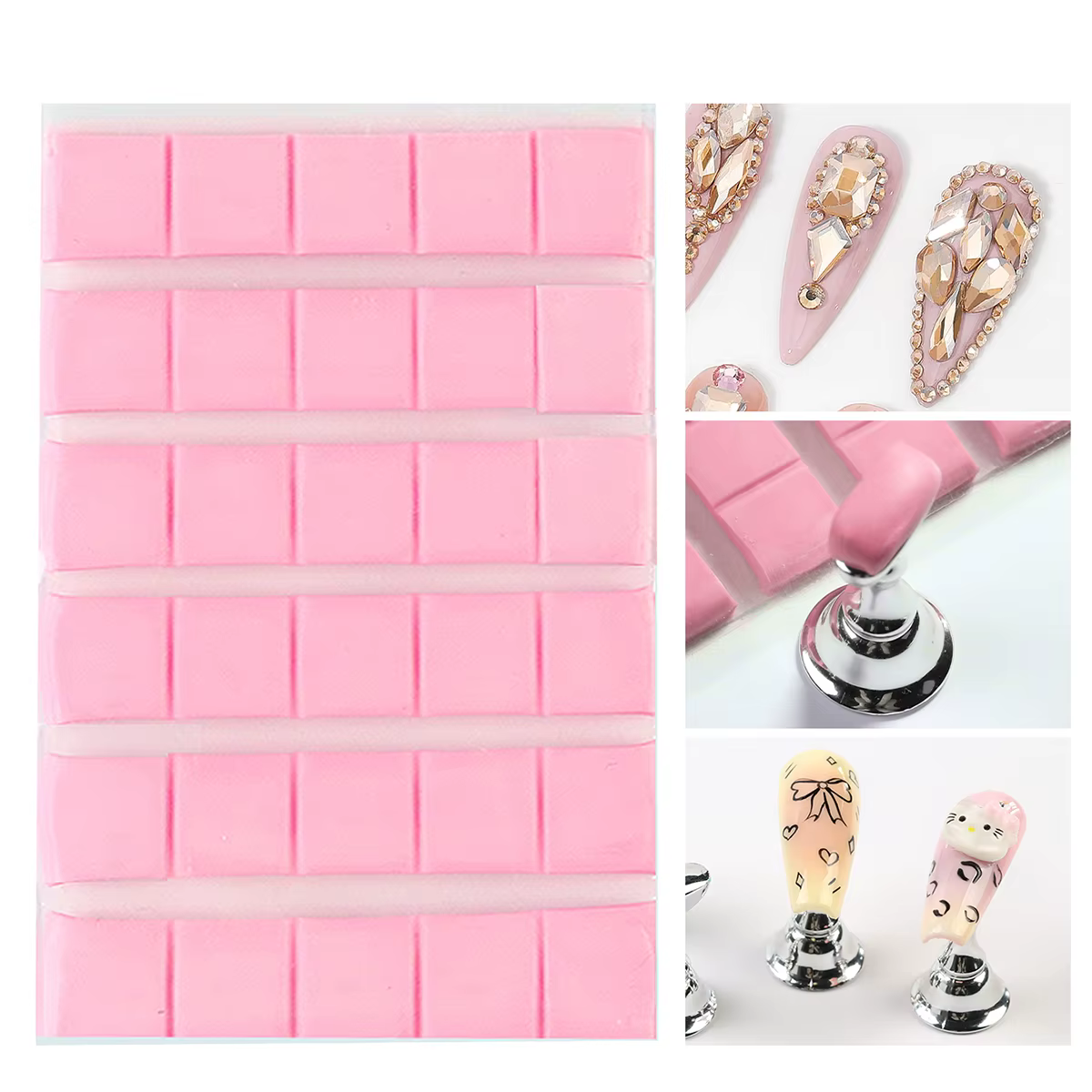 Colle adhésive pour ongles vert rose