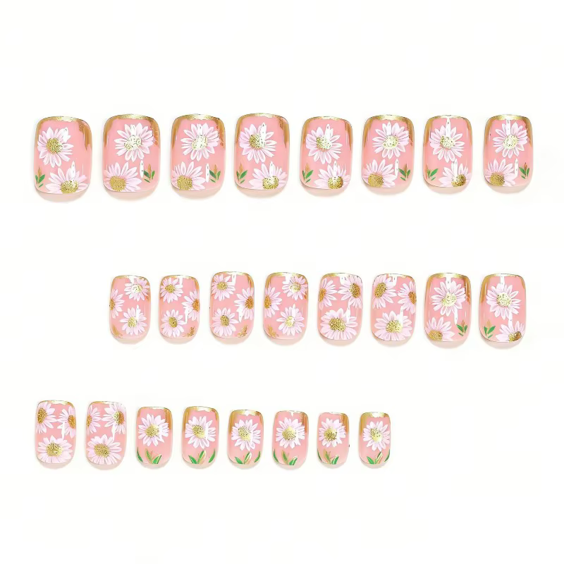 24 faux ongles à presser printemps-été