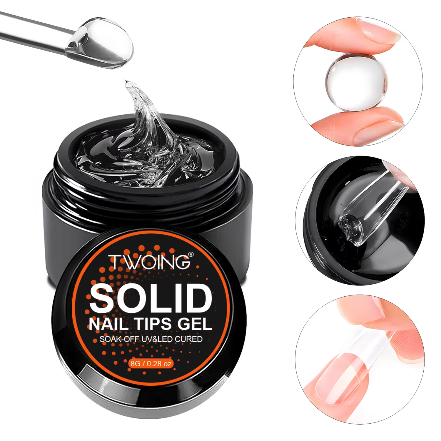 TWOING 8g clair solide ongles conseils Gel longue durée forte adhérence UV/LED Gel de construction