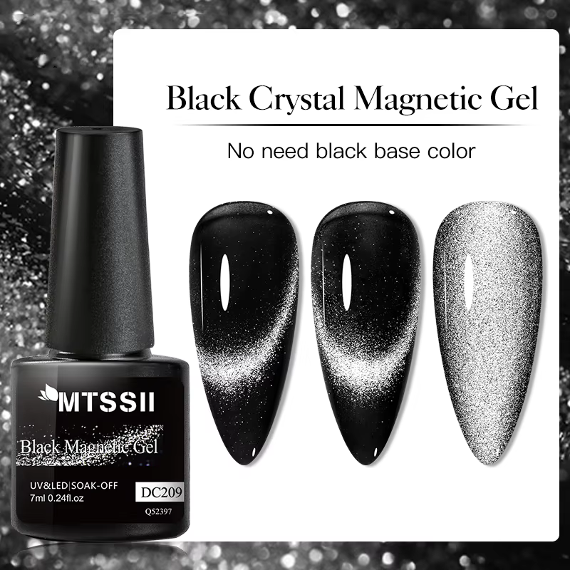 Vernis à ongles semi-permanent en gel magnétique noir cristal 7 ml