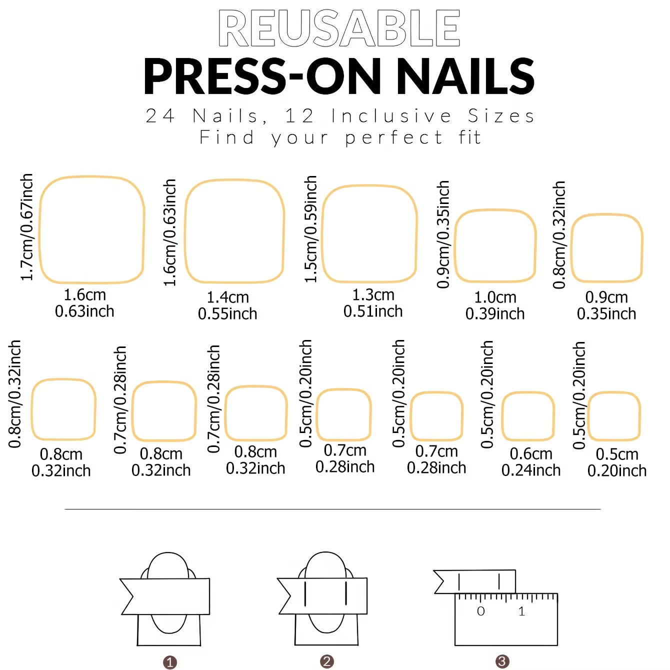 Faux ongles courts carrés nude et noirs