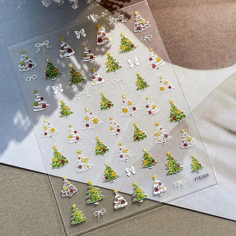 Autocollants pour ongles en forme d'arbre de noël