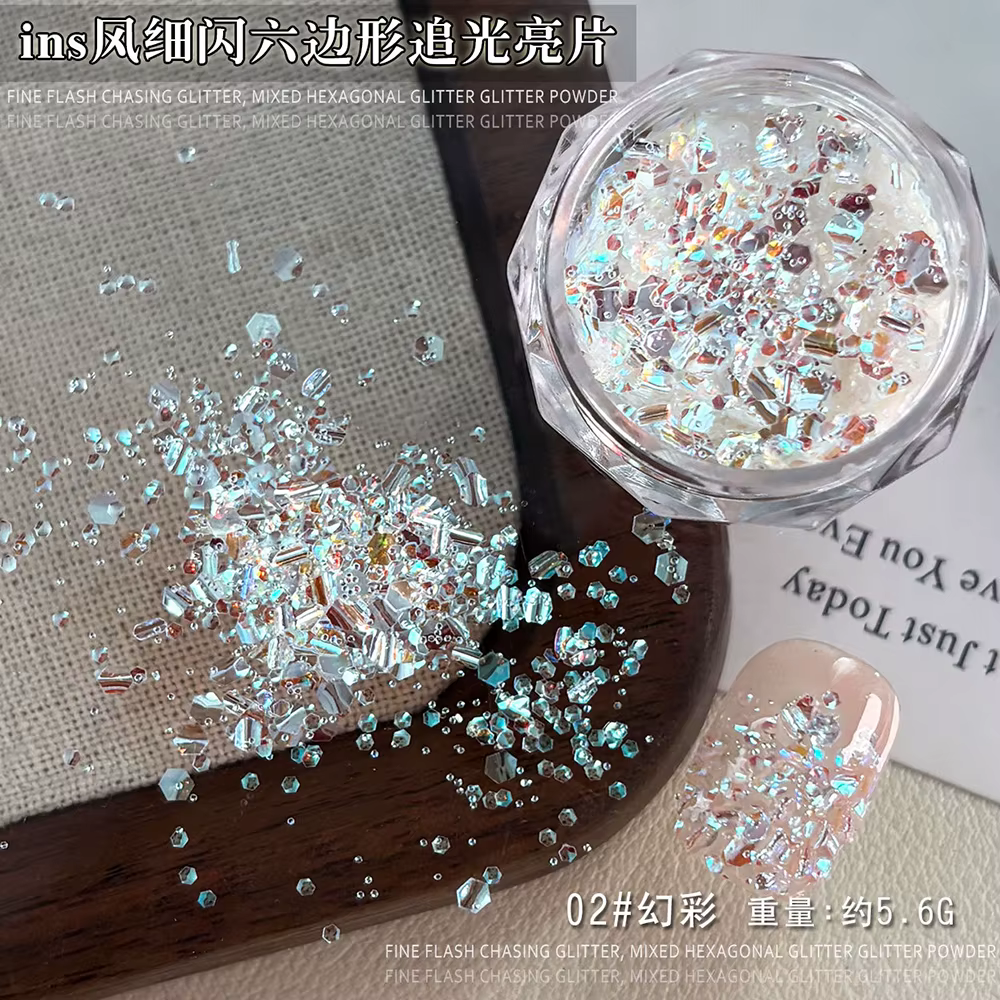2 bouteilles de paillettes hexagonales Ultra-fines pour ongles
