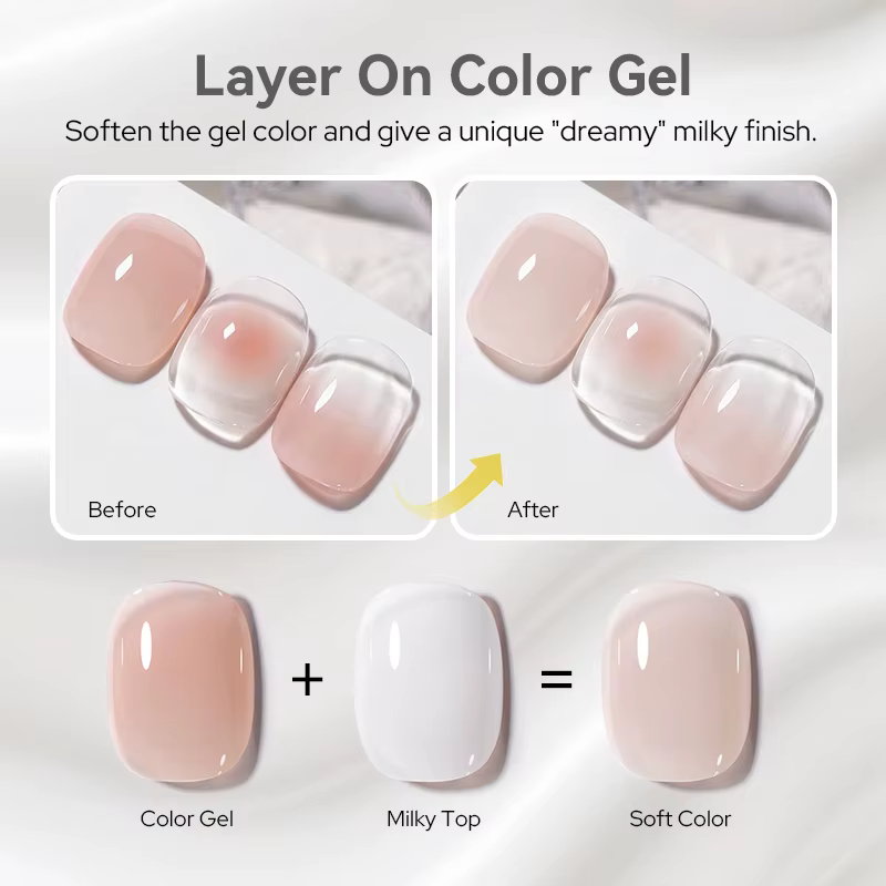 BORN PRETTY 10ml Vernis Gel Laiteux de Finition Soak Off UV LED Longue Tenue Blanc
