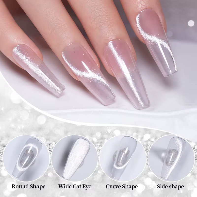 Vernis à ongles Gel magnétique chat blanc scintillant