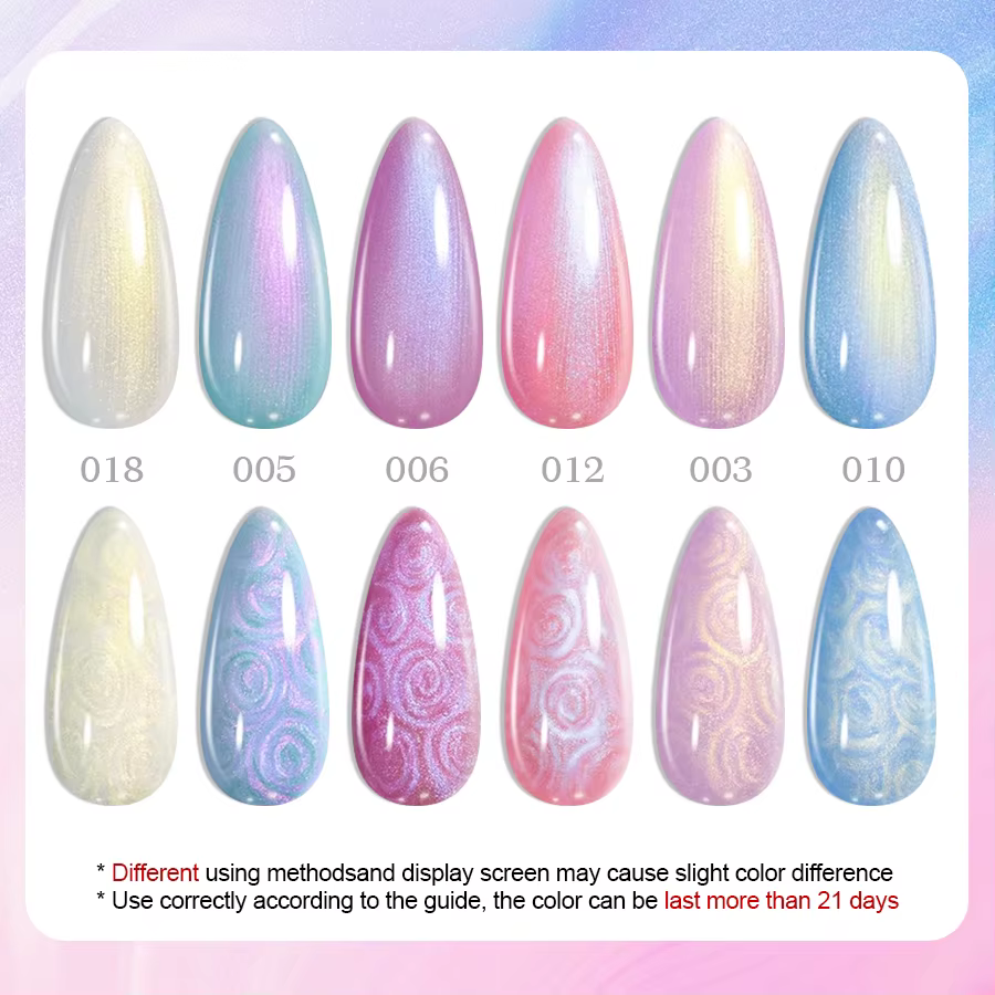 Lot de 1/6 vernis à ongles gel effet coquillage nacré