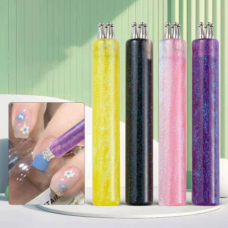 Stylo à points multi-usages en forme de fleur à 5 pétales pour nail art