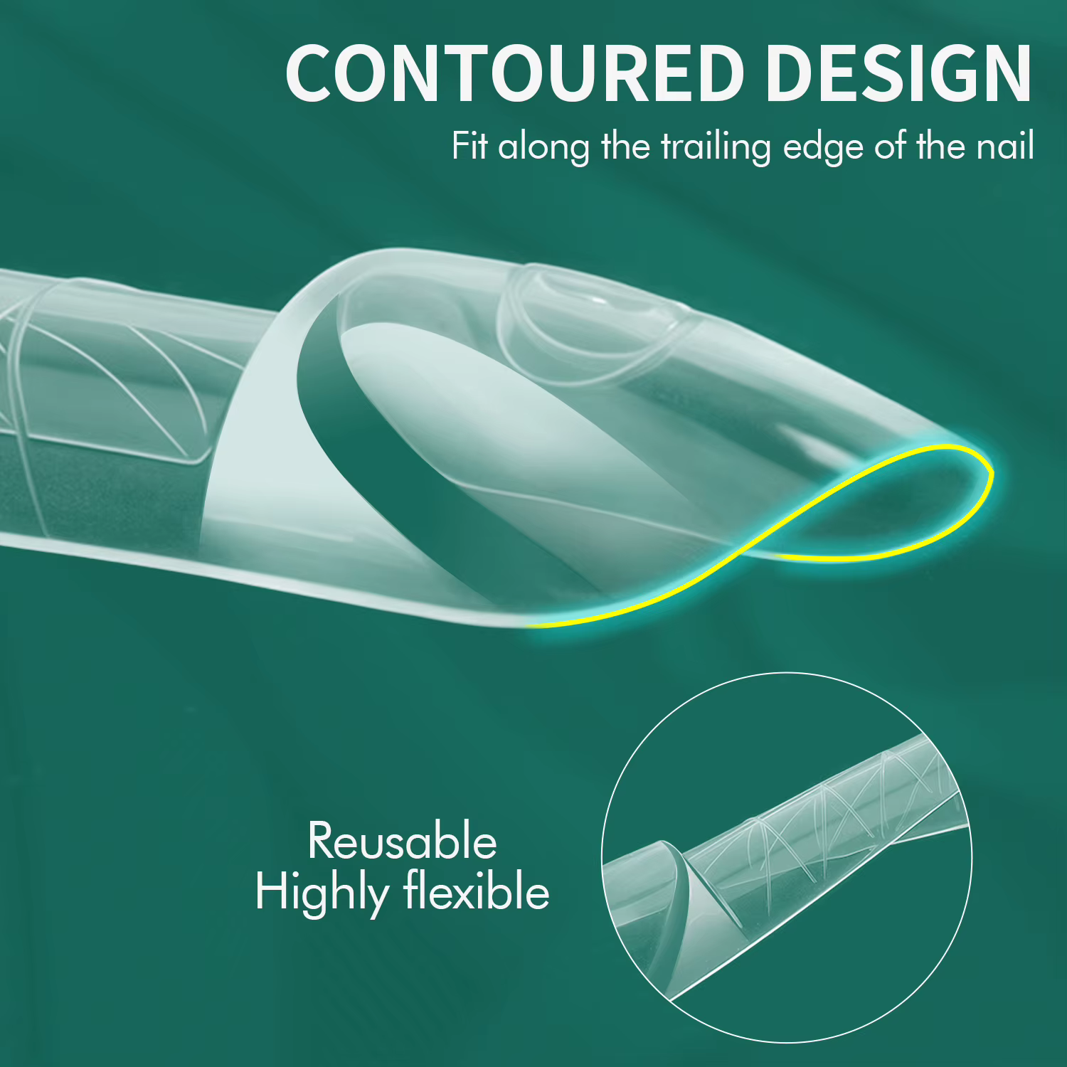 Nailpop Space French Dual Forms 15 Tailles 60/150 Pièces Transparents Réutilisables pour Extension d'Ongles en Gel