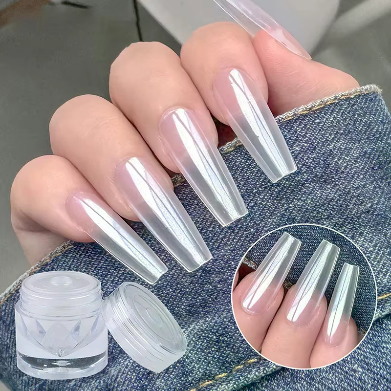 1 pot placage Aurora Chrome poudre à ongles Orange haute brillance clair de lune miroir Fine paillettes Pigment