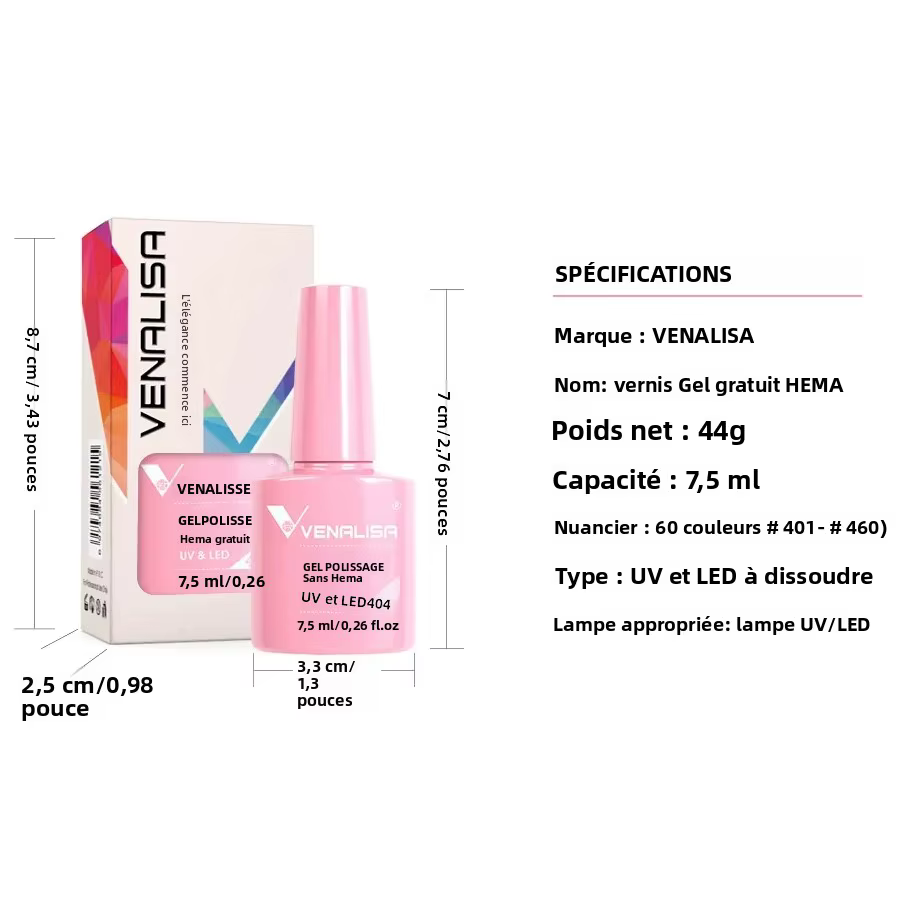 Venalisa vernis à ongles Gel 7.5ml HEMA gratuit tremper UV LED Gel