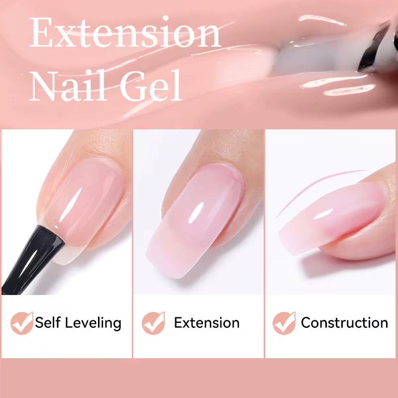 Nouveau Gel d'Extension d'Ongles 6-en-1 15ML Transparent Gel Constructeur Rapide Semi-Permanent Auto-nivelant UV Soak Off