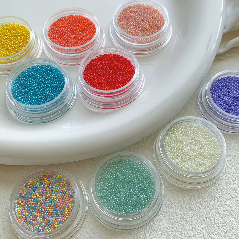 1 boîte de perles pour ongles Caviar couleur dopamine