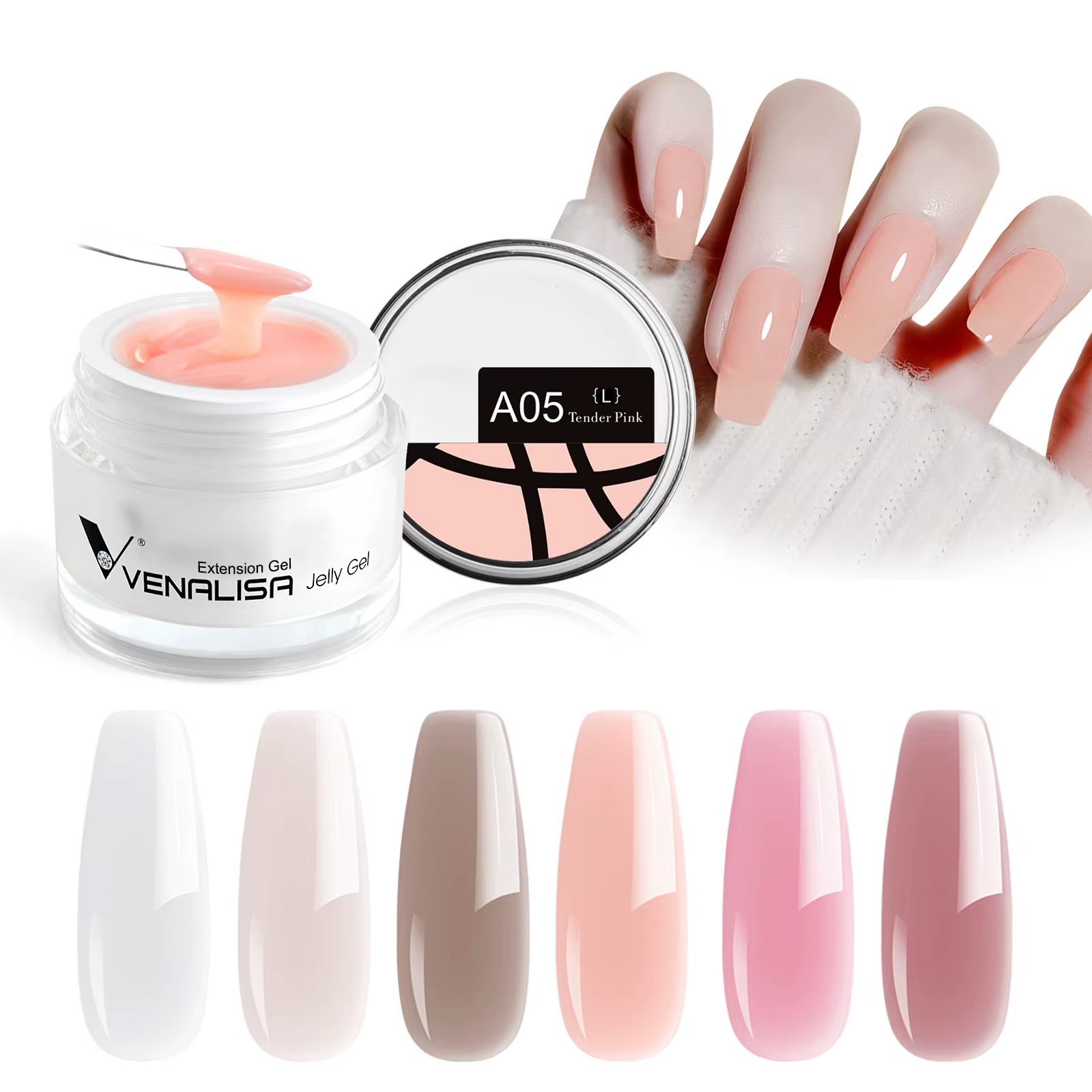 VENALISA Gel de gelée 50ml rose Collection nue ne brûle pas Gel dur tremper UV LED Extension douce constructeur ongles Gel manucure
