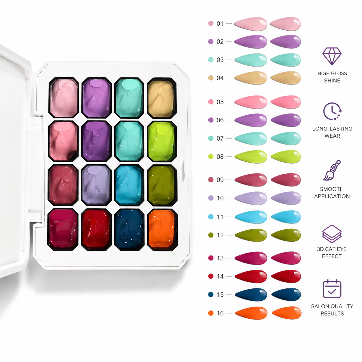 Gel de peinture pour ongles 16 couleurs pour estompage