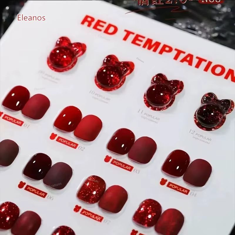 Dannycoll rouge Gel photothérapie polissage 12 pièces paillettes vernis Gel trempage vin