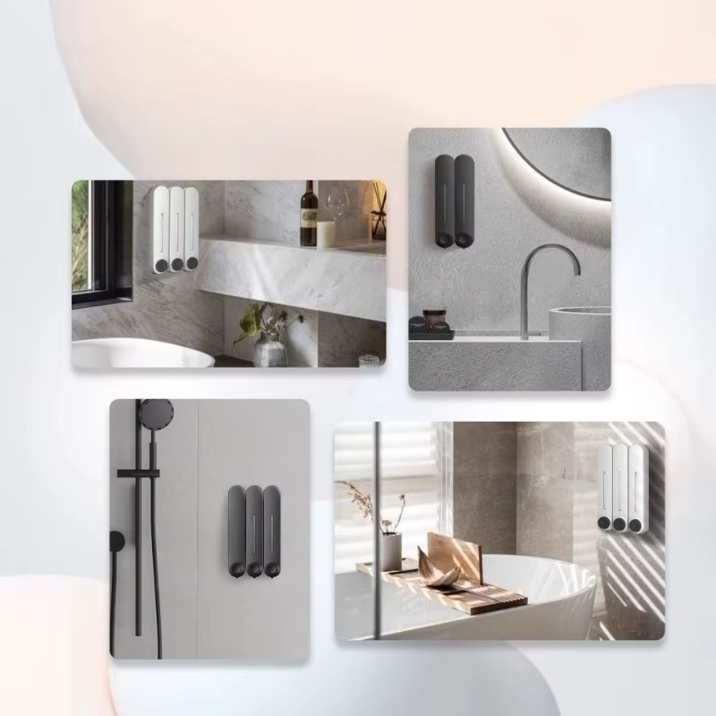 Distributeur de savon mural 1 pièce pour hôtel, salle de bain commerciale, bouteille de shampoing et gel douche avec support de téléphone, conteneur à savon