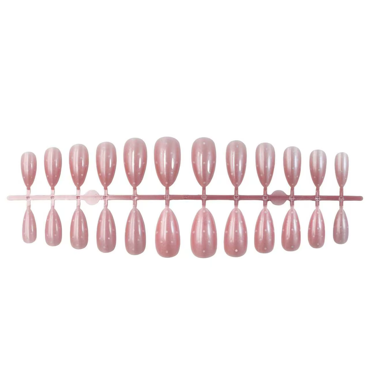 24 faux ongles brillants blancs à pois, base transparente en gel, minimalistes, à presser, faits à la main, simples et élégants