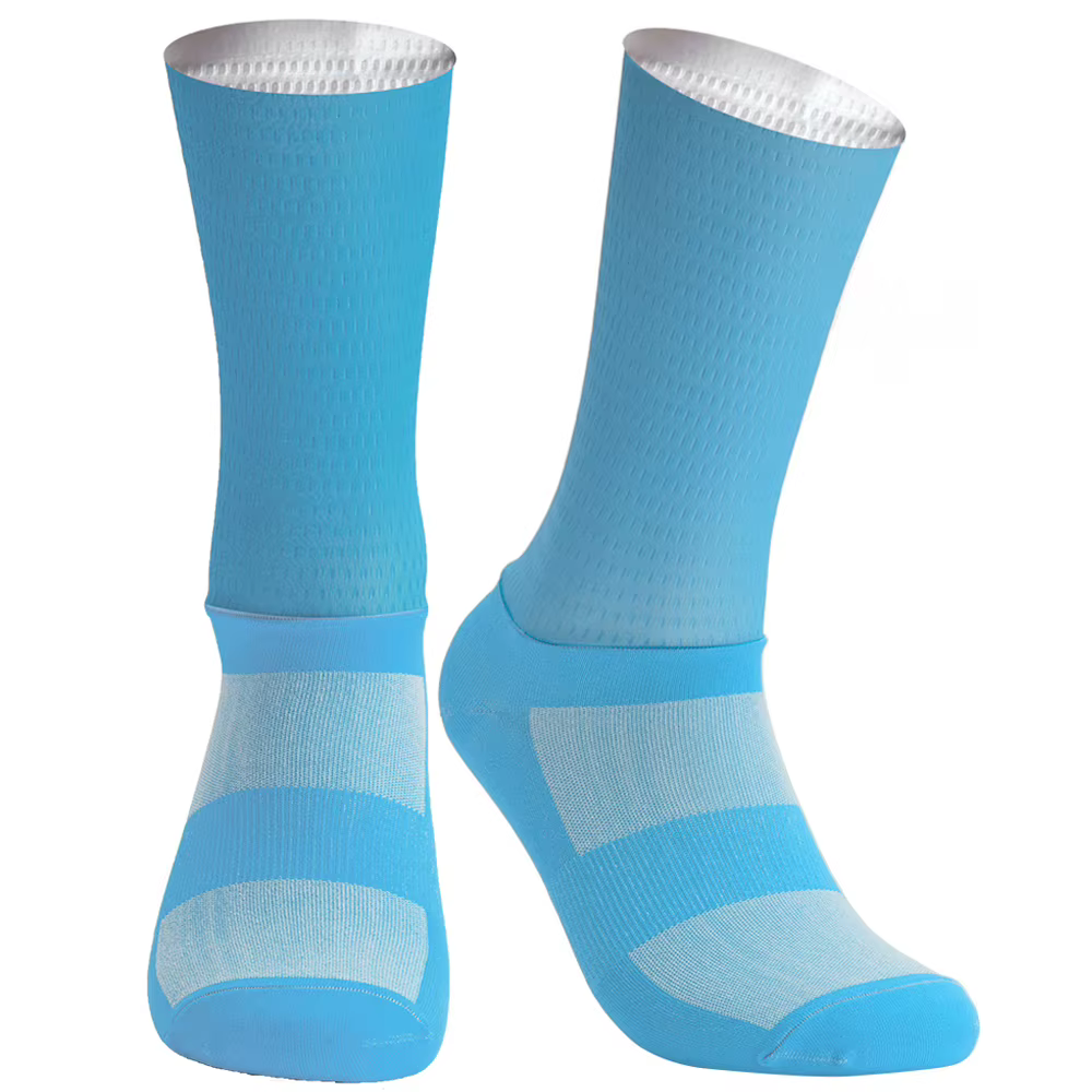 Antidérapant été Aero vélo équipe cyclisme nouvelles chaussettes Gel de silice respirant Pro course chaussettes de sport hommes femmes Calcetines Ciclismo