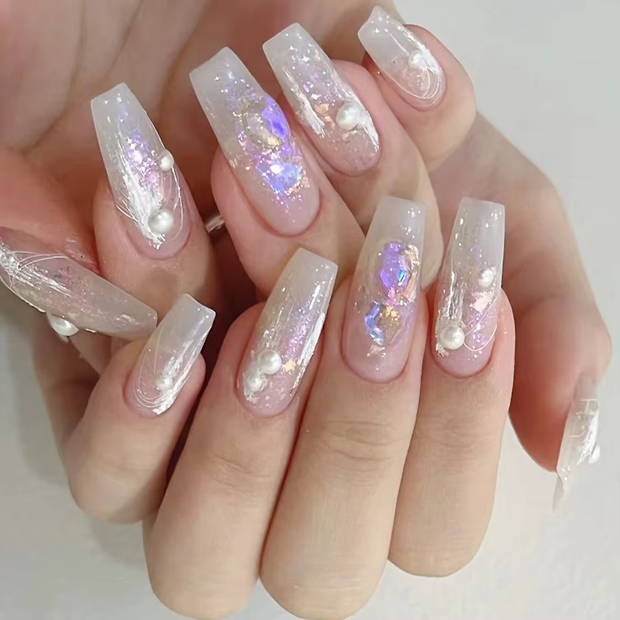 Flocons d'opale de clair de lune Aurora Chrome paillettes holographiques Nail Art poudre brillante effet dégradé de rêve pour ongles en Gel