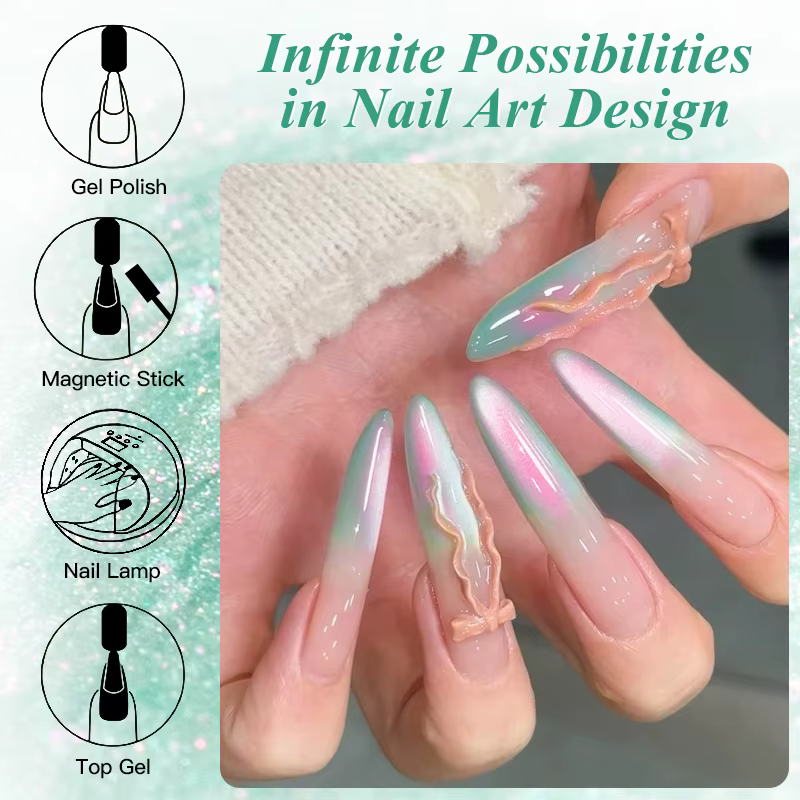 Mtssii Auroras vernis à ongles Gel oeil de chat or paillettes brillant