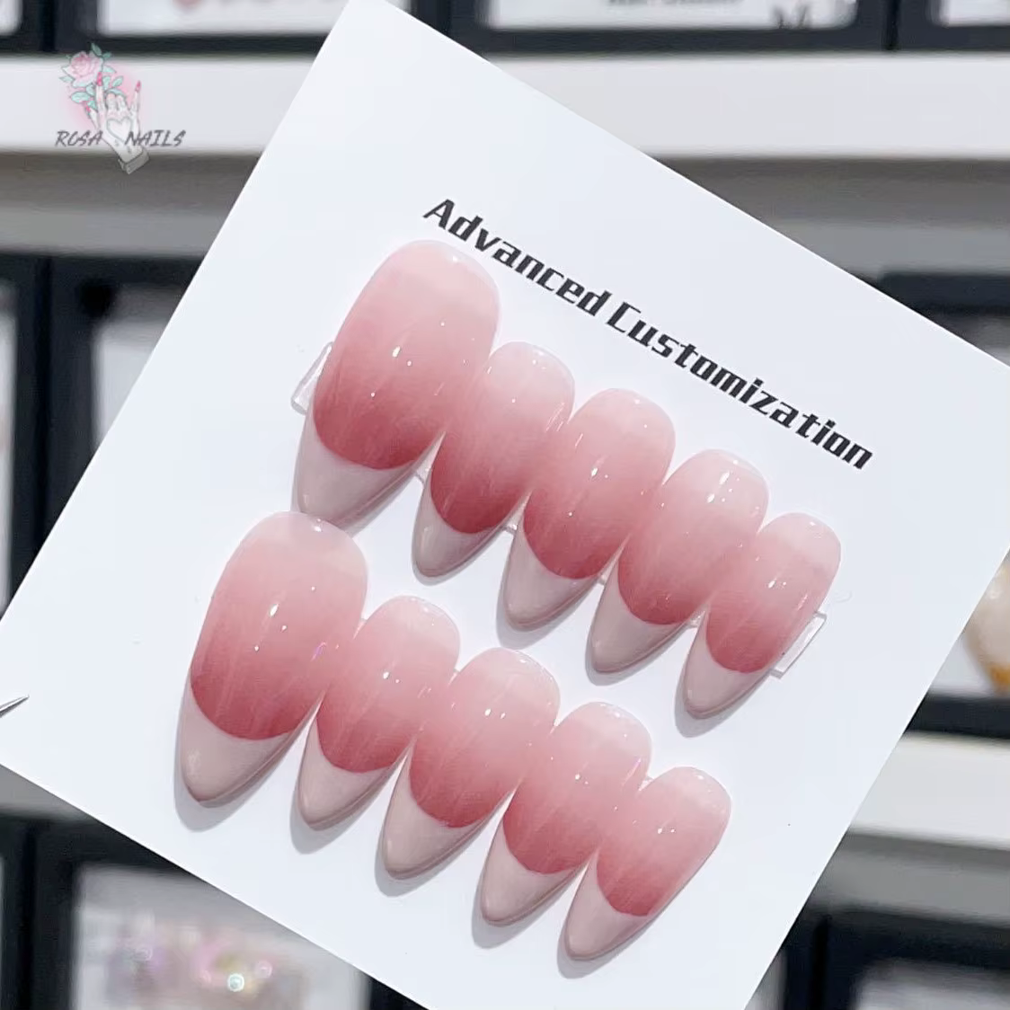 ROSA NAILS-Ensemble de faux-ongles à pression