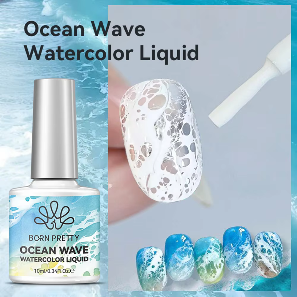 Vernis à ongles gel aquarelle 10ml Onde Océanique Blanche