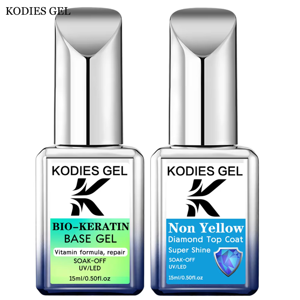 KODIES GEL kératine caoutchouc Base manteau couche de finition Non jaune UV Gel vernis à ongles printemps été couleur