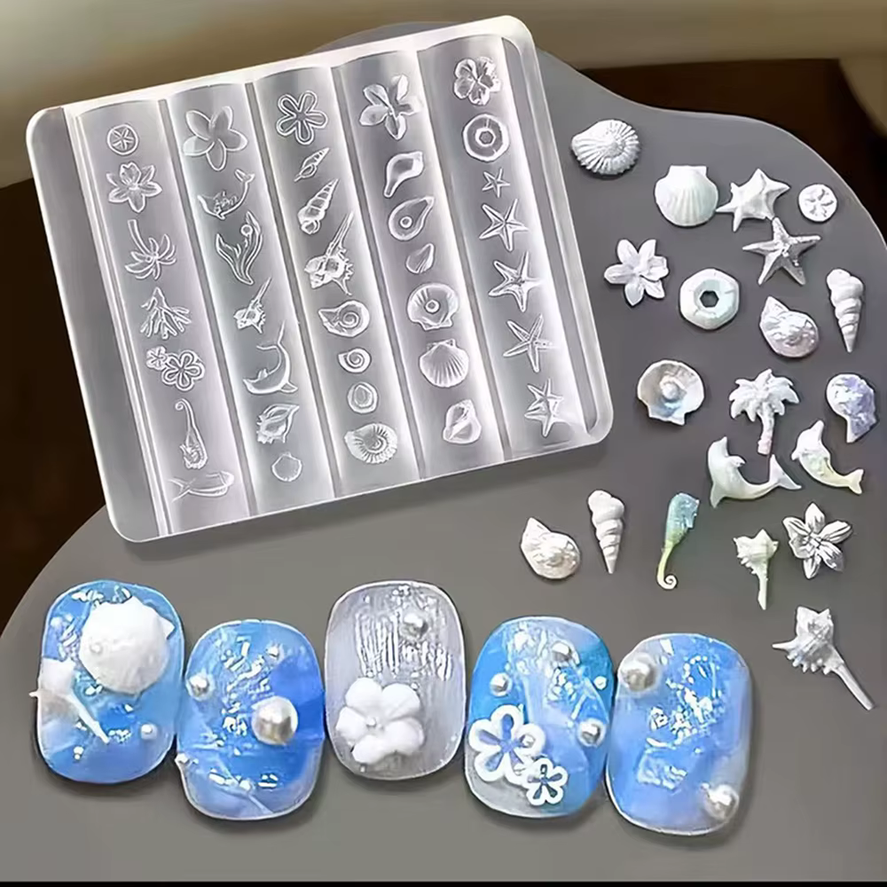 Moule d'art des ongles thème Océan d'été avec coquillages