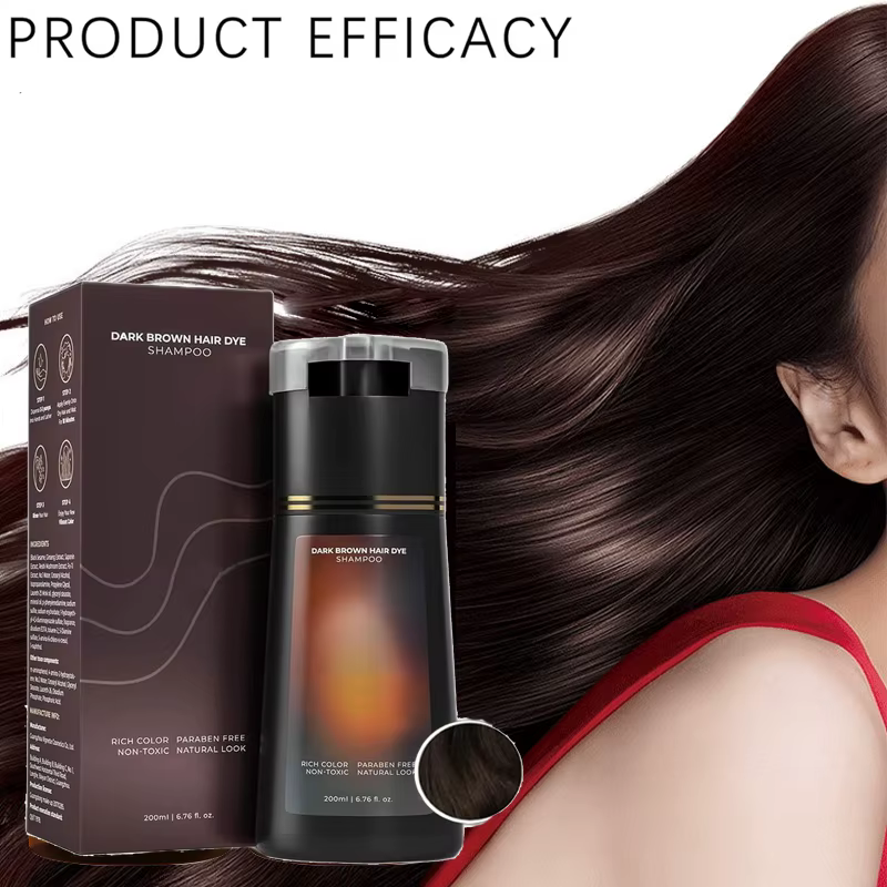 Shampoing de teinture capillaire pour cheveux gris pour femmes et hommes, Kit de teinture capillaire naturelle, Semi-permanent, noir, marron, violet, 200ml