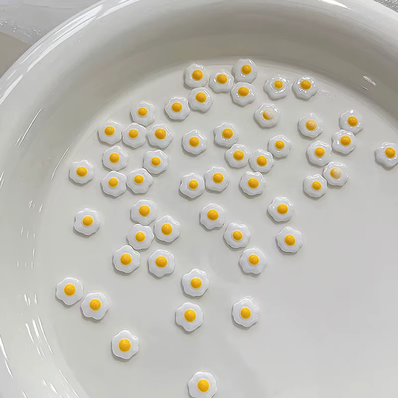 Mini œufs pochés 3D, décorations pour Nail Art