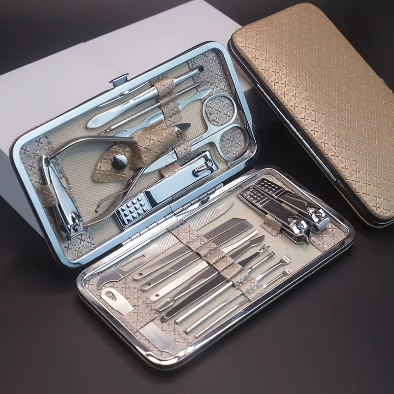Ensemble d'outils de manucure et de pédicure 19 pièces/ensemble avec boîte de rangement
